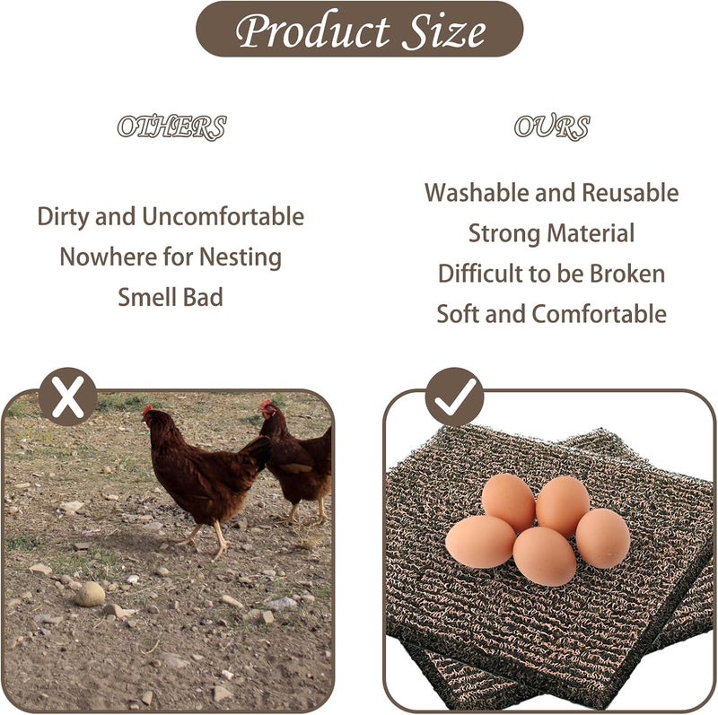 Aifong 6 Pack Nesting Pads for Chicken Coop 12” x 12” Chicken Nesting Pads Washable Plastic Nesting Box Pads Chicken Coop Accessories for Chicken Hen Box Laying Eggs (Beige Brown) - Image 5